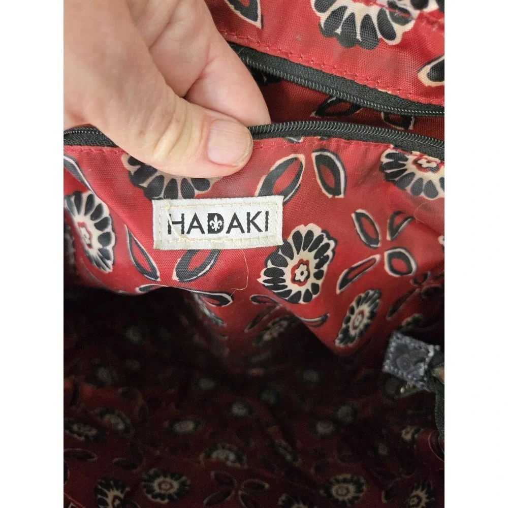 Hadaki Bag Tennis Racket Sportd Paddle Retro Gray Red Floral Lining Compartments